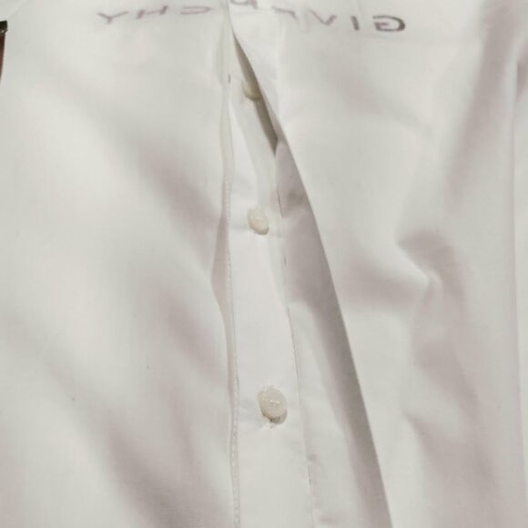 Givenchy Mens Classic Fit White Cotton Button-Up Shirt With Logo Design Made In - Picture 13 of 16